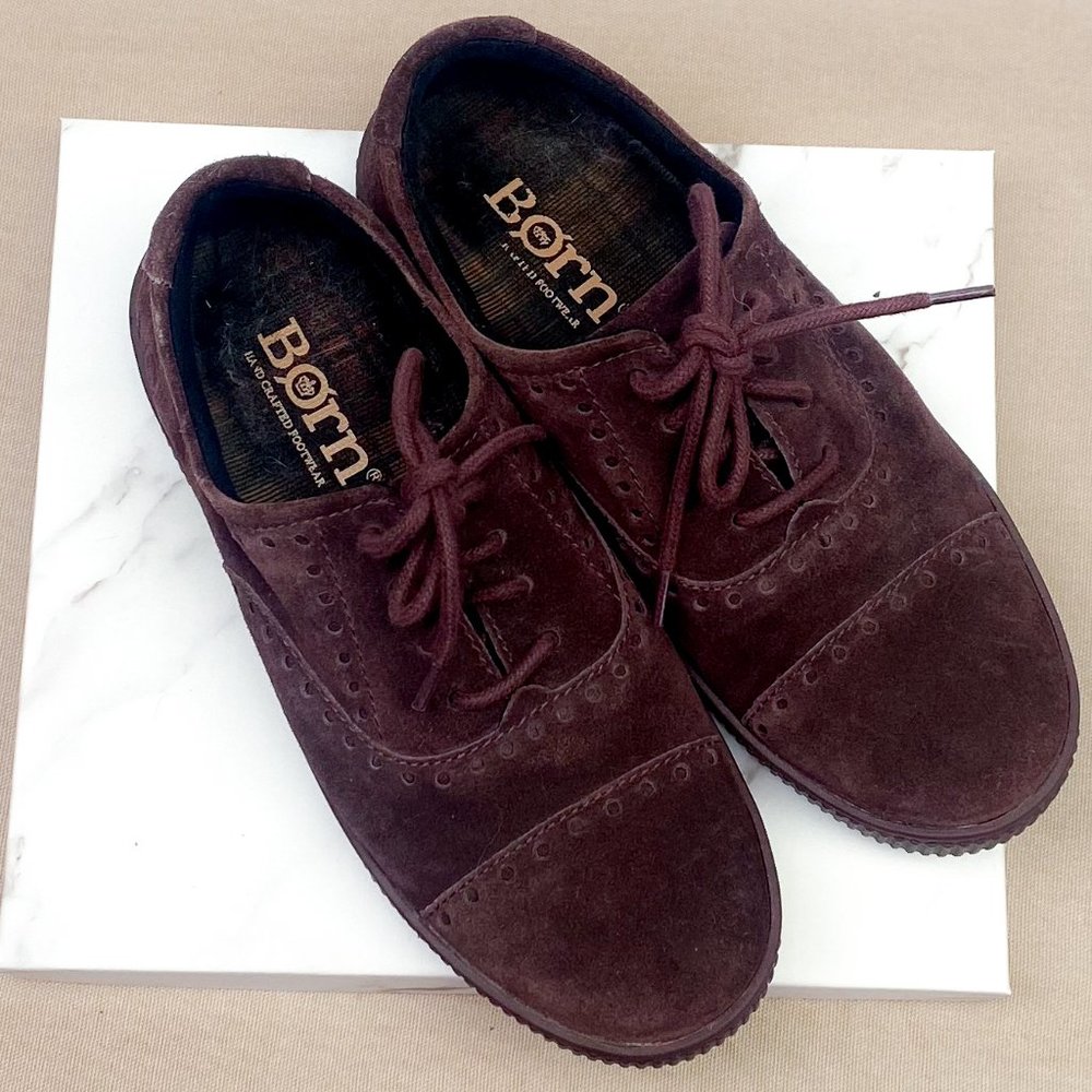 Men's Maroon Leather Oxford Sneaker 6 BORN Brand Red Casual Vintage Style Shoe